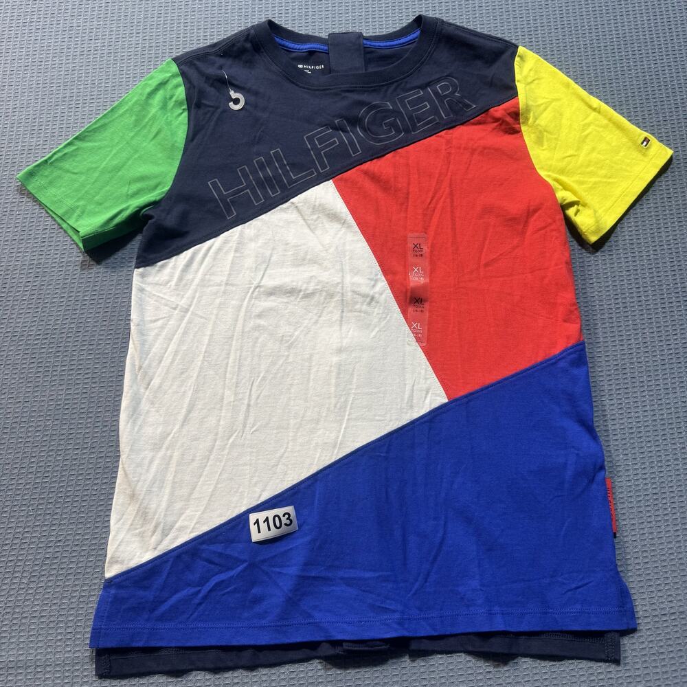 TOMMY HILFIGER MULTICOLOR‎ Boys Tee Sz XL Pre-Owned Excellent